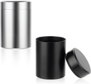2pcs Prenosni Metal tablete Organizator, Round Daily Pill Box Imetnik žepna mala tableta primer Medicina Organizator Vitamin steklenica Zabojniki za potovanje na prostem ribje olje dopolnila (črna+srebrna)