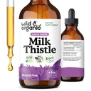 Divje in organsko mleko Tekoče kapljice - Jetrna čistila Detox - Silimarin Milk Thistle dodatek za podporo jeter - Dodaj k čaju - Silybum Marianum Seed Extract Tinkture - Sladkor in alkohol brez - 4 oz