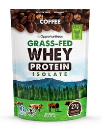 Opportuniteas Grass Fed Coffee Whey Protein Isolate Powder - 27g Protein Powder brez umetnih sladil, 60mg kofein, Hormon-free krave - 5lb