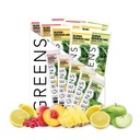 Clean Simple Eats Greens Variety 10 Pack, Greens Powder Mix, Packed with Superfoods Klorella & Spirulina, Vključuje 5 Okusne arome: Peachy, Green Apple, Raspberry Limonade, Sweet Lemon & Tropical