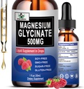 Magnezij Glicinat 500 mg, Tekoči magnezijev glicinat Kapljice 6X Visoka absorpcija za kosti, spanje, zlomi nog in imunske podpore, Vegan, Non-GMO, Gluten-free 