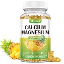 Kalcijev magnezijev cink Gumiji, kalcij Magnezij 2:1 Razmerje z vitaminom D3, K2, B6, B12 za kostno moč, delovanje mišic in živca, ekstra absorpcijska formula, Vegan, Ananasov okus 60