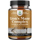 Advanced Lion's Mane Gobe dodatek - Lions Mane dopolnilne kapsule z Reishi, Chaga, Maitake & Shiitake za spomin na zdravje možganov in fokus - Nootropic za mentalno jasnost - 120 Caps