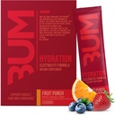RAW Elektroliti v prahu Hydration Drink Mix Packets, BUM Hydrate (Fruit Punch, 20 Servinges) - Elektrolit Hydration Packets podpira mišične funkcije in vzdržljivost - Keto Free Electrolytes Powder Packets