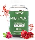 Levi Mane dodatek - goba Gumies - Mush Mush Genius Gobe Magic Mind - spodbuja fokus z L-Theanine & Lions Mane - Raspberry & Pomegranate Flavor za Perk energije - 60 Gumies