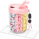 Velika tablet Dispenser s 6 Kompartmenti, Anti-Mix tablete Bottle Organizator s široko odpiranje in enostaven priklic, Vitamin Organizator za potovanje, BPA-free Pill Box s Strap, Pink