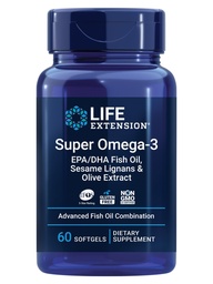 Life Extension Super Omega-3 EPA/DHA Fish Oil, Sesame Lignans & Olive Extract – Heart Health, Brain Health, Inflammation Health Support, Cholesterol Health Support, Gluten-Free, Non-GMO, 60 Softgels