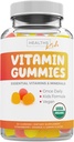 USDA Organic Kids Vitamin Gummies (Non-GMO) Okusi naravnega sadja - Popolni otroci Multivitaminski Gummi: Vitamin C, D, B, A, cink - Dodatek za energijo, Mood, Imunska podpora - 60 Gummy Vitamini