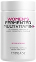 Kode Ženske Daily Multivitamin, 25+ Vitamini in minerali, Fermentirana, Organska cela živila, Probiotiki dodatek - Vitamin A, B, C, D, E & K, Omega 3, Cink – Vegan - 120 Kapsule