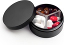 Primer majhne tablete 3 Kompartmenti, Metal Round Prenosne tablete Box, Vodoodporne tablete Organizator, Žepna Purse Medicine Vitamin Imetnik EDC vsebnik (črna)