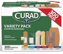 CURAD Raznovrstni Bandages Variety Pack, 300 Count, 6 Styles, vključno z antibakterijske, vodoodporne, strižni, plastična, težka dajatev in Flex-Fabric, ščiti Scrapes, cuts & Burns, Latex-free