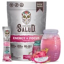 Nazdravimo 2-v-1 Energijski napitek v prahu + fokus, zmajevo sadje, organski kofein, B6 + B12, Theanin, Packe čistega energijskega napitka, Pitaya Agua Fresca Mix, Non-GMO, Gluten Free, Vegan, 1g sladkorja, (15 Strežnikov)