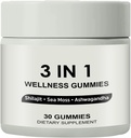 3 v 1 Gumies, 3 v 1 Shilajit Gumies za moške, Pure Shilajit Wellness Gumies(Shilajit + Sea Moss + Ashwagandha), Shilajit Gumies za moške, Non-GMO