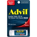 Advil Obložene tablete Bolečina Reliever in Reduciralec zvišane telesne temperature, Ibuprofen 200 mg, 4 x 10 Štetje Viala, hitro lajšanje bolečine, Žepek paket