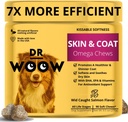 Omega Wild Aljaski Losos ribje olje 90 ct Soft Chews for Dog - Anti Srbečica in plašč + Alergija Podpora, s Kelp, Biotin, Vitamini, Cink - pomaga srbeča koža, alergije na pse, Lahko zmanjša sijaj
