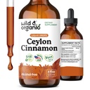 Wild & Organic Ceylon Cimet Tincture 500 mg - Tekoči cimet dodatki za splošno podporo - Cinamomum Verum Bark Extract - Vegan, sladkor in alkohol brez, ne- GMO - 4 fl oz