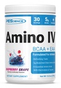 PEScience Amino IV BCAA & EAA Powder, Essential Amino Acids, Taurin, Elektroliti za hidracijo in okrevanje mišic, Sladkor brez sladkorja za moške in ženske, Post Workout - Raspberry Grape - 30 Servings