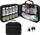 Velika oblazinjena tableta Bottle Organizer, Medicine Bag, Case, Nosilec za zdravila, Vitamini, in medicinske potrebščine - Travel Medicine Organizer in Domov Skladišče Med Bag - Črna (z TSA Lock)