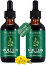 2 Pcs Organic Liquid Mullein Extract dodatek za pljuča zdravje - Vegan, brez dodatkovBronchial čiščenje za zdravje podpora- 2 fl mullein kapljice