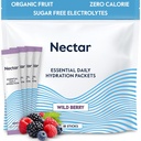 Nectar Hydration Packets – Elektrolitski paketi v prahu – brez sladkorja ali kalorij – Tekoči intravenski kompleti organskih sadežev za dehidracijo in hitro rehidracijo (Pakiranje jagode 18)