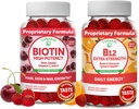 Lunakai Biotin in vitamin B12 Gumies Bundele - Las kože in nohti Rast Gumies z vitaminom C in E - Non-GMO & Vegan dodatek za energetsko podporo in zdravje kosti - 30 dni