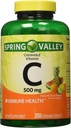 Spring Valley - Vitamin C Več sadnih arom 500 mg, 200 žvečljive tablete (2 paket) + 1 Mini tabletke vsebnik s ključem (Colors May Vary)