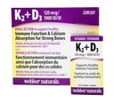 Webber Naturals K2 + D3 120 μg/1000 i.e., podpira zdravo delovanje imunskega sistema - 220 kapsul