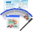 Serfeymi 32 Pcs Zippered tablete vrečke Organizator plastične vrečke 3 X 3 Inches 12 mil Self tealing z diapozitivno ključavnico Zapisna nalepka Transparent Travel Medicine Shramba vrečka in 1 Pc Marker-Modra