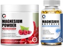 Magnezij Glycinate 400mg Softgels & 680mg Magnezijev Glycinate kompleks prašek za mirno, nočno podporo in mišice - Vegan, Non GSO