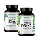 EMERALD LABS Vitamin D3+K2 (60 kapsul) & cink 25mg (90 kapic) - zdravje kosti, podpora srcu, Imunska podpora, Prebavno zdravje, Oksidativna stresna podpora - Gluten-free