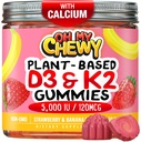 Vitamin D3 K2 Gummies - otroci, najstniki in odrasli - dodatek za zdrave zobe, kosti, energijo in imuniteto - 5000 i.e. D3, 120 μg K2(MK-7), 120 mg kalcija - Vegan & Non-GMO - 120 Count
