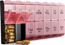 COLORWING AM PM ekstra velike tablete Organizator, XL 7 dan tablete Organizator 2 krat na dan, Tedenski dnevni tabletke, Dnevna noč prevelika Medicine Box, Vitamin imetnik, Velika tableta vsebnik (Pink)