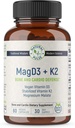 Magnezijev malat + Vegan Vitamin D3 + Stabilizirani vitamin K2, popolna podpora dodatek za celično energijo, kardiovaskularno, imuno- in presnovno zdravje in moč kosti, 90 Veggie Caps