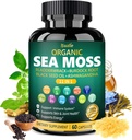Bualle Organic Sea Moss Kapsule s črnim oljem, Ashwagandha, Bladderwrack, Ginger & Burdock Root – zeliščni kompleks za dnevno dobro počutje – 60 kapsul (1 pakiranje)