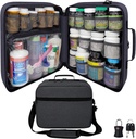 Extra-Velike tablete Bottle Organizer, Medicine Bag, Nosilec za zdravila, vitamine in medicinske potrebščine - Modularna potovalna medicina Organizator in Domov Shranjevanje Med Bag - Temno siva (z zaklepom)