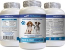 Dog Koža in Coat dopolnila - Psi las in Coat Complex - Napredno lajšanje kože - Dobro za nohte - Dog Vitamin e - 1 steklenica (60 tablet)