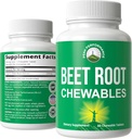 Beet Chews - Velika okusna bees žveči brez dodanega sladkorja - bolje kot Gummies. Vsebuje izvleček korena organske pese. Vegan, Zero Gluten Peso skupaj dodatek za srce, Circulatory, BP