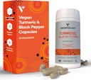 Veganska kurkuma in črna paprika Kapsule (60 kapsul) – Tumerski dodatki Kapsula 1 na dan – Dodatki za odrasle in otroke