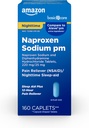 Osnovna nega Vse nočne bolečine Relief PM, Naproxen natrij, 220 mg/difenhidramin hidroklorid, 25 mg tablete, bolečina Reliever / nočno spanje-Aid, 160 število