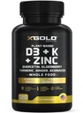 Vitamin D, K2, K1, cink, Quercetin, Bezgove jagode, Kurkuma, Ginger & Echinacea Cela prehranska dopolnila 8 v 1- D3 5000 i.e. rastlina-iz Lichen, vitamin K (K2 MK7, MK4, K1), D3 K2 Vitamini -120 Kapsule