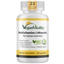 Veganska vitalnost Multivitamini in minerali za ženske in moške z visoko jakostjo vitamin B12, D3 & K2. 180 Veganske multivitaminske tablete - 6 mesecev dobave. Vitamini za Vegane in vegetarijance