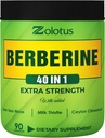 Zolotus Berberine Dodatek 40 v 1, z Sea Moss, Cimet, Milk Thistle, Apple Cider Vinegar, Quercetin, Najboljši dodatek za imunski sistem, Prebava in zdravje srca