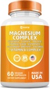 Magnezijev kompleks dodatek, Clycinate 141mg Oksid 228mg Malat 58.5mg Citrat 62.4mg z Orotat Glycina Taurate Klorid Aspartat Glukonat Vitamin B, Mineralna dopolnila 60 kapsul