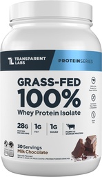 Prozorni laboratoriji Grass-Fed Whey Protein Isolate - naravno arome, Gluten Free Whey Protein Powder z 28g beljakovin na Serving & 9 aminokislin - 30 Serving, mlečna čokolada