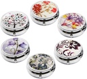 6Pcs Elegant Pill Box Case, CREATIEE-PRO Portable Medicine Tablet Vitamin imetnik Organizator s 3 Sestavina za Purse Pocket Travel - Practical & Moden(6 Vzorci, 1.6Inches)