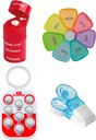 Ultimate Medication Pribor Bundele – Tablete Popper Tracker, 4-in-1 Pill Cutter & Grinder, Easy Pill Odstranjevalec, in ekstra veliko tedenske tablete Organizator – Kot nalašč za starejše in negovalce