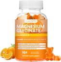Magnezij Glycinate Gumies 1000 mg, visoka absorpcija sladkor brez magnezija Kalij dodatek za sprostitev, Stress Relief, in podpora za spanje za odrasle in otroke - 90 Orange Gumies