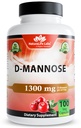 NaturaLife Labs Organic D-mannose 1300 mg z organskim izvlečkom brusnic 100 mg na serviranje – 100 kapsul – ne-GMO, gluten-free, vegan