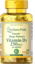 Puritan's Pride Vitamin D3 250 μg (10.000 i.e.) Mehkužci, 200 števk