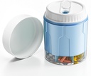 Velike tablete Organizator, Dnevne tablete Dispenser steklenice s 7 Velikimi predelki,Jumbo tablete polje, Tablete shranjevanje kontejner za vitamine, ribje olje, Medicina dodatek, Easy Turn Lid s pritrjeno nalepko, modra